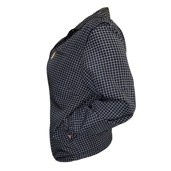 Catalina Navy & White Window Pane Check Full Zip Jacket Size Medium - Picture 3 of 10
